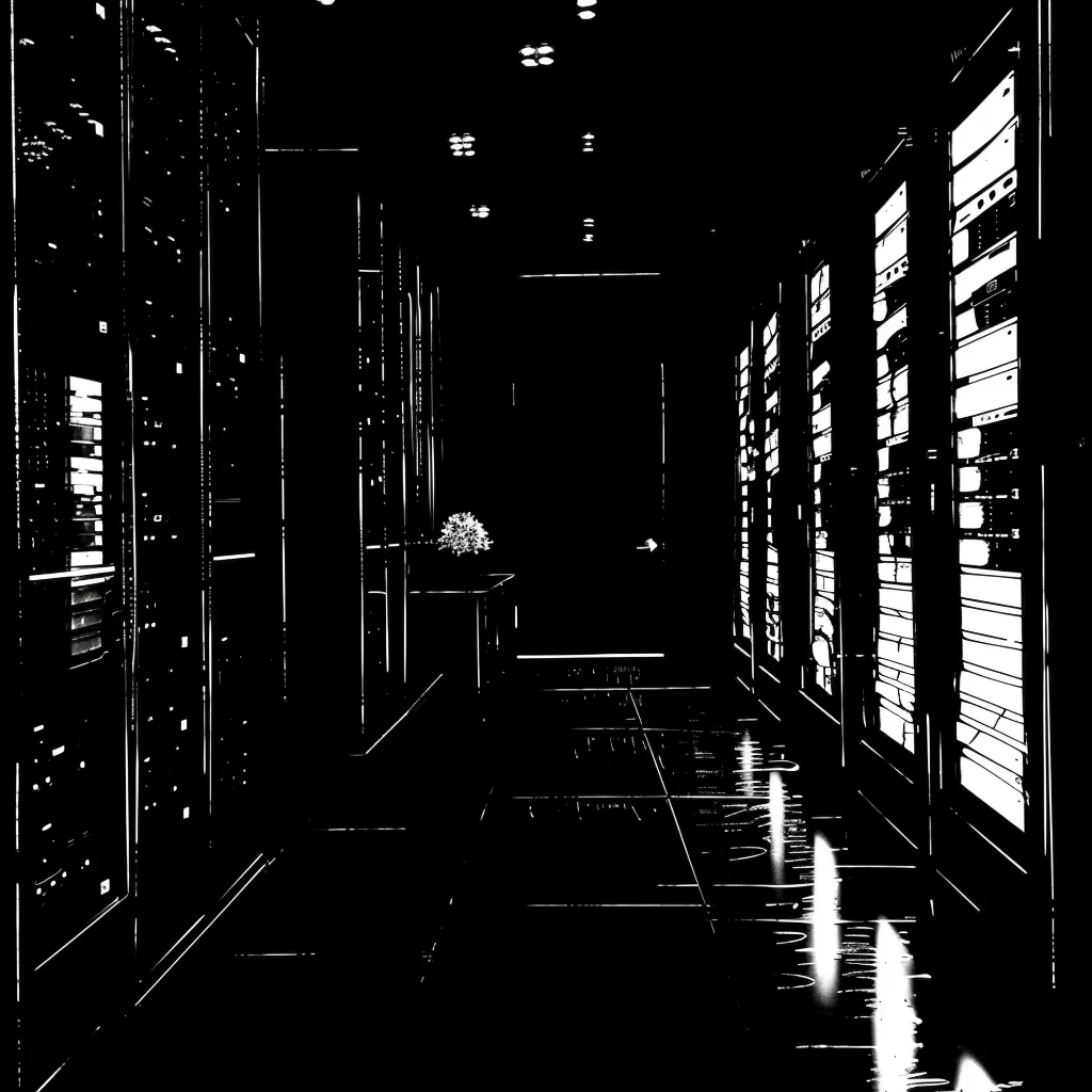 Close-up of servers operating in a cloud infrastructure data center