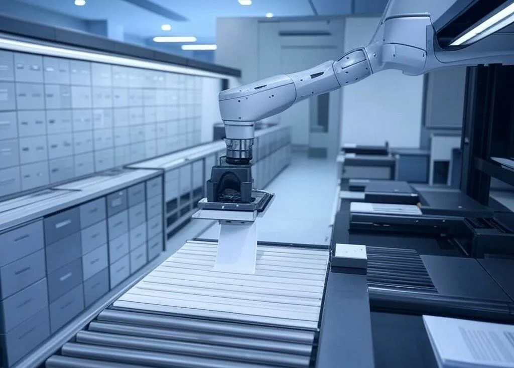 AI robot processing large number of documents
