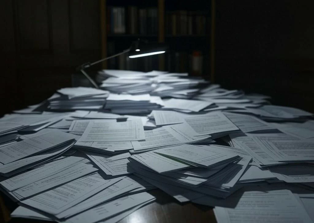 Stack of paper documents ready for AI-powered anonymization process